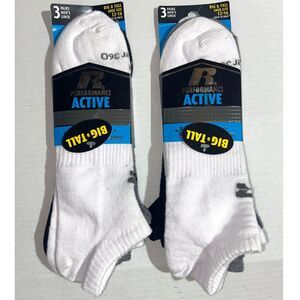 NEW- MENS RUSSEL Athletic 6 Pairs Low Cut Cotton Blend SOCKS For Shoe Size 12-16